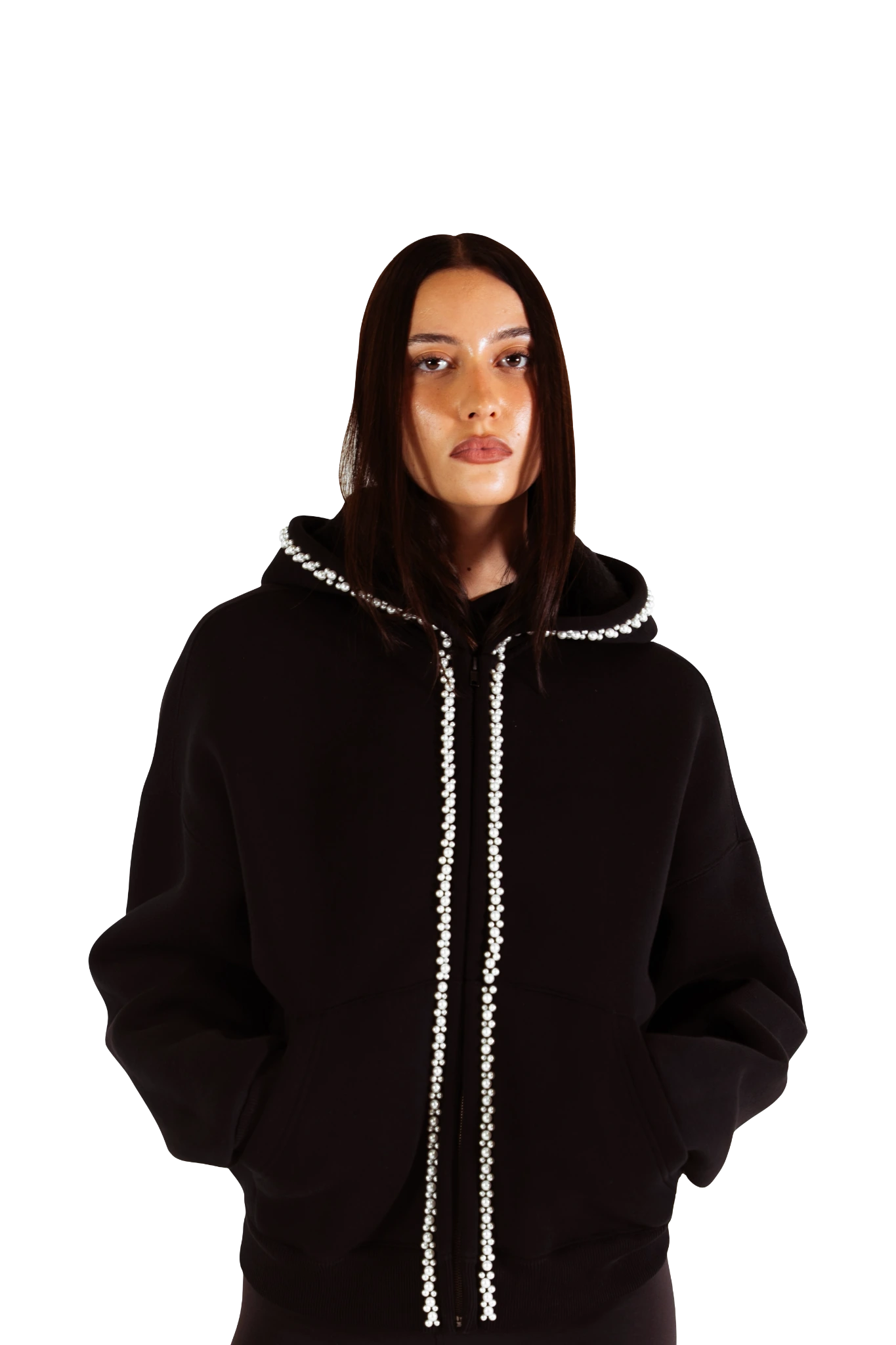 black pearl zip hoodie